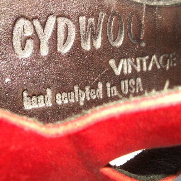 CYDWOQ Vintage "Net" Handmade EcoFriendly Side-Button Red-Leather Flats 9M $339 - Picture 7 of 9